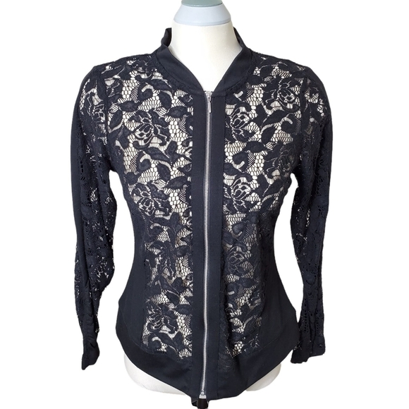 cleo Jackets & Blazers - Cleo Zip-Up See Through Lace Jacket Size Small